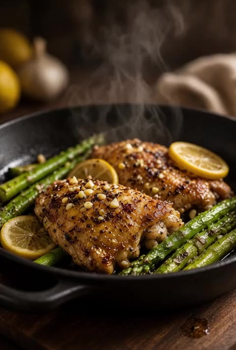 Lemon-Garlic Chicken Breasts with Asparagus