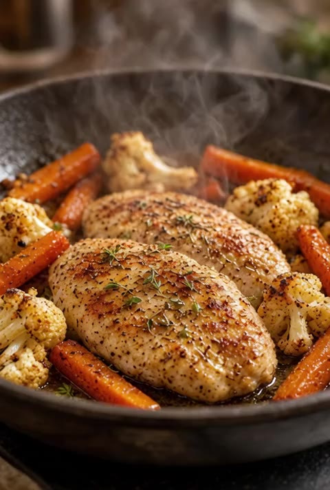 Turkey Cutlets with Cauliflower and Carrots