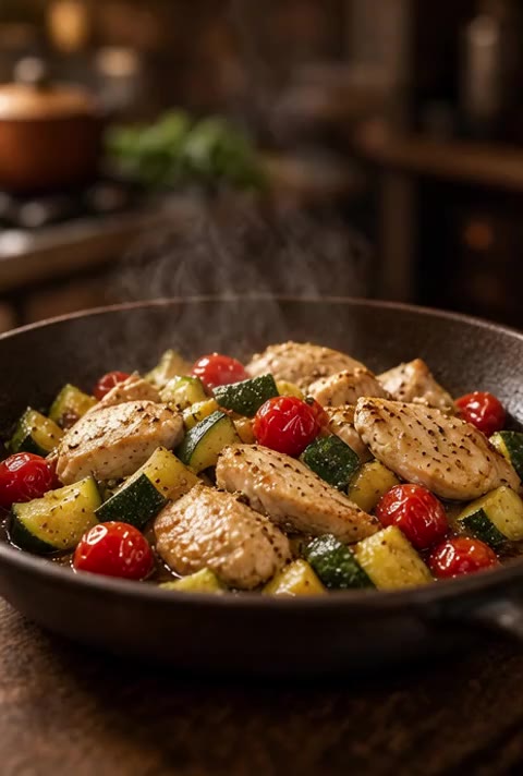 Turkey with Zucchini and Cherry Tomatoes